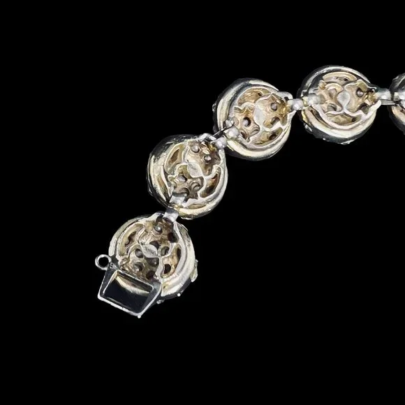 Gold Tone And Clear Rhinestones Round Links Bracelet With Safety Chain (4580) - Picture 6 of 10